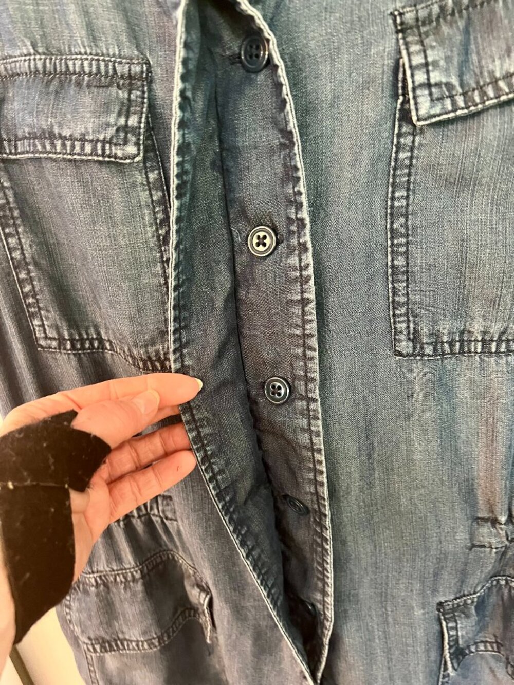 Buffalo Blue Soft Denim Sleeveless Utility Vest - Picture 4 of 5